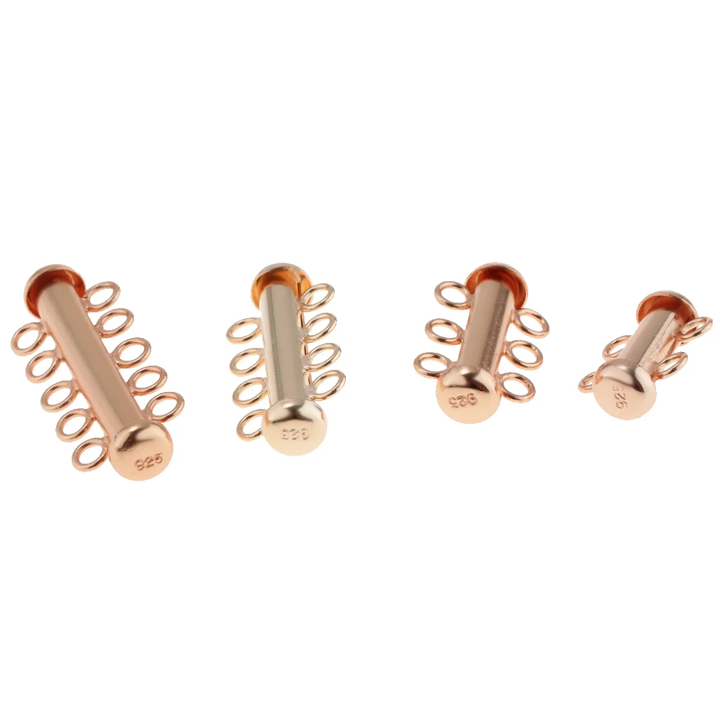 

Platinum/Rose Gold Plated 925 Sterling Silver 2-5 Strands Slide Clasp Findings Connector for Pearl Chain Necklace Bracelet