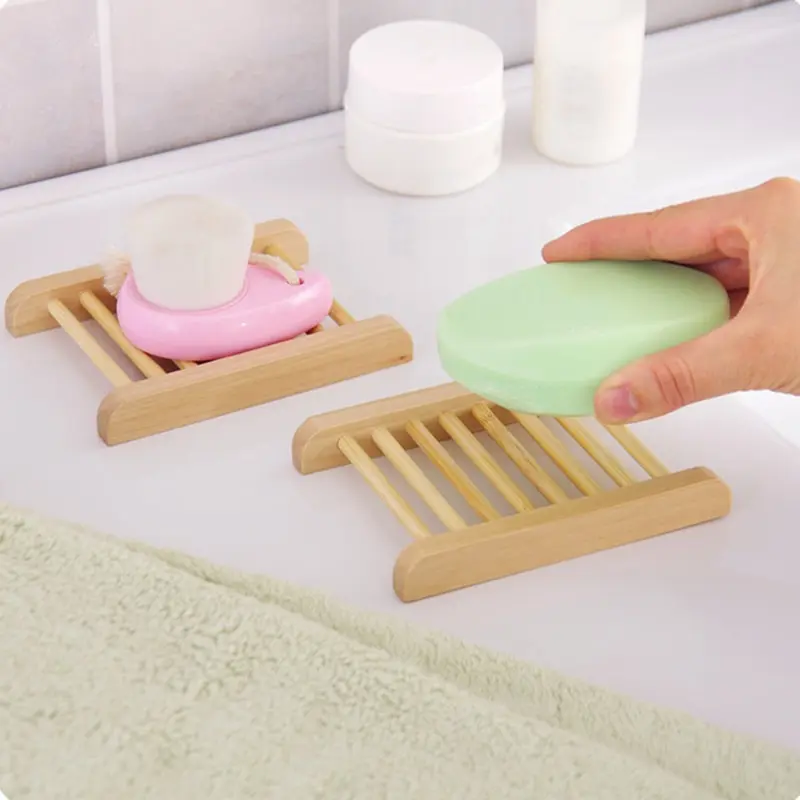 Soporte de bambú para jabón de baño, jabonera de madera Natural, Original, suministros de limpieza, almacenamiento, herramientas de uso interior