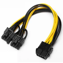Carte mère PCI Express vers 2 x PCIE 8 (6 + 2) broches, carte vidéo graphique, PCI E GPU, câble d'alimentation, séparateur de données 21cm