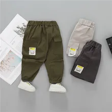 Новые стильные повседневные брюки для мальчиков; сезон осень-весна; Детские хлопковые брюки для мальчиков; сезон весна-осень; свободные штаны