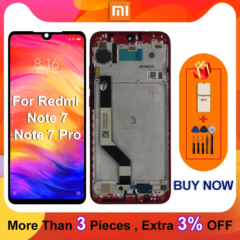 10 сенсорный экран для Xiaomi Redmi Note 7 ЖК дисплей с сенсорным экраном Note7 Pro запасная