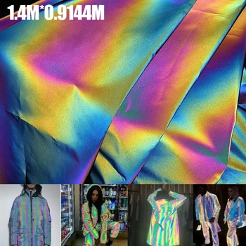 

Reflective Magic Rainbow Fabric Iridescence Variable Color Brilliant Reflecting Light Fiber Fabric For DIY Garment Art Decor
