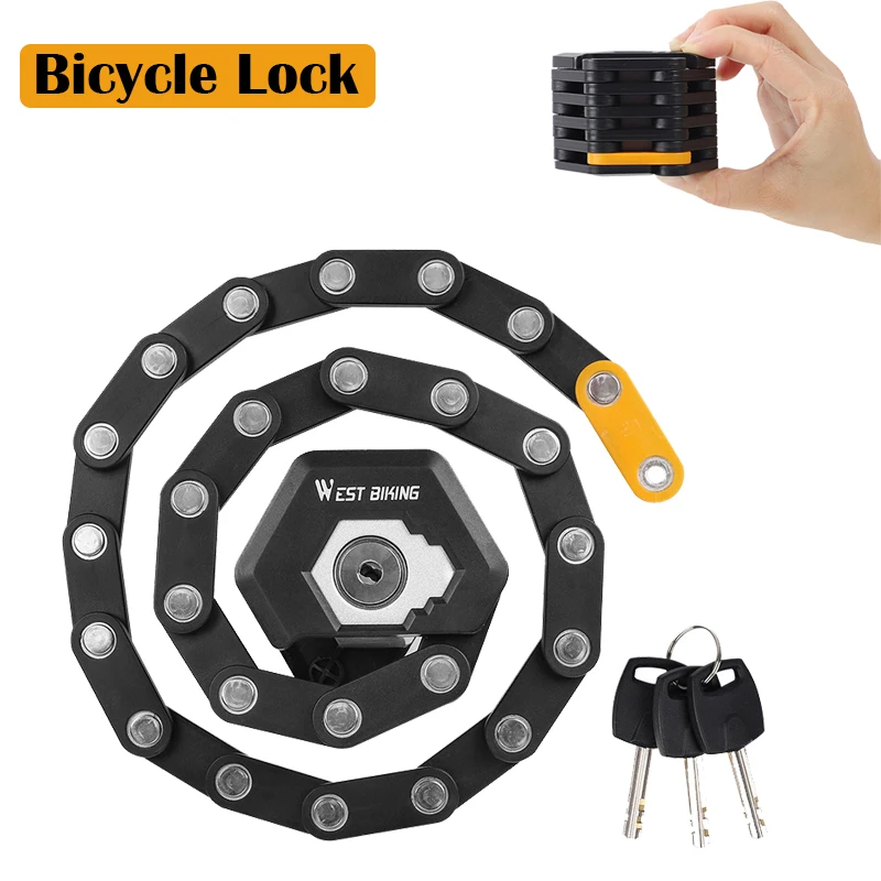Foldable Bike Lock 3 Keys Anti theft Heavy Duty Chain Cable Padlock