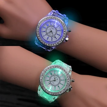 

LED Multiple Color Change Luminous Quartz Watch Light Silicone Strap Clock Bracelet Watch Jewelry