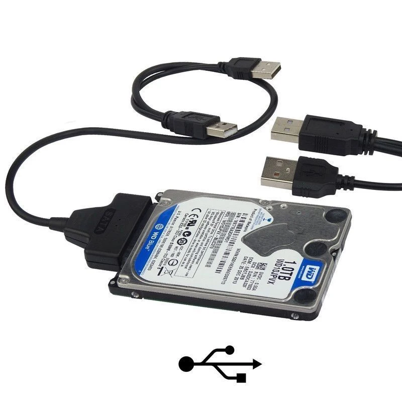 Кабель-адаптер USB 2 0 на SATA порта черный 22 Pin 7 + 15 для 5 &quotжесткого диска HDD
