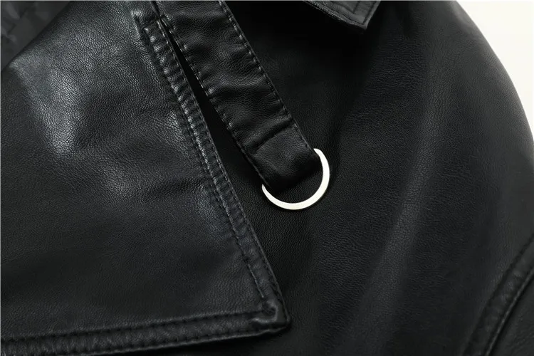 Vintage Irregular Black Moto Women Faux Leather Jacket Autumn Button Turn-Down Collar Short Jackets Retro Bicker PU Jacket