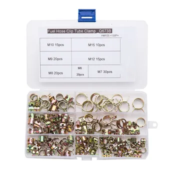 

free shipping 130Pcs 6-15mm Q673B Vacuum Spring Fuel Oil Water CPU Hose Clip Pipe Tube for Band Clamp Metal Fastener Assortment