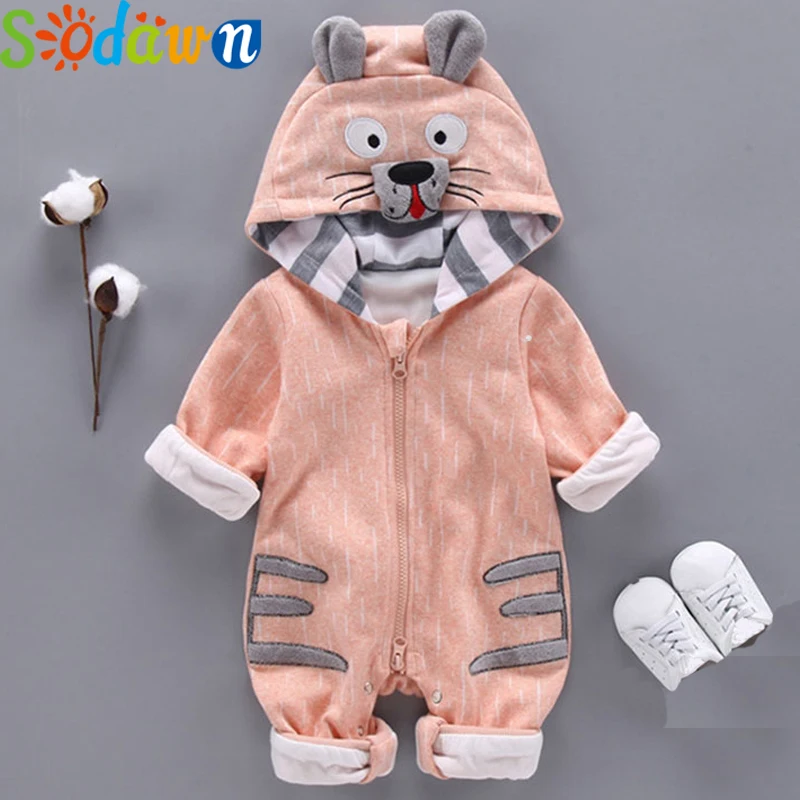BT146-Pink Sodawn/Одежда для младенцев; комбинезон; костюм; новая осенняя одежда для малышей; хлопковая одежда с длинными рукавами для малышей с принтом животных; детская одежда - Цвет: BT146-Pink