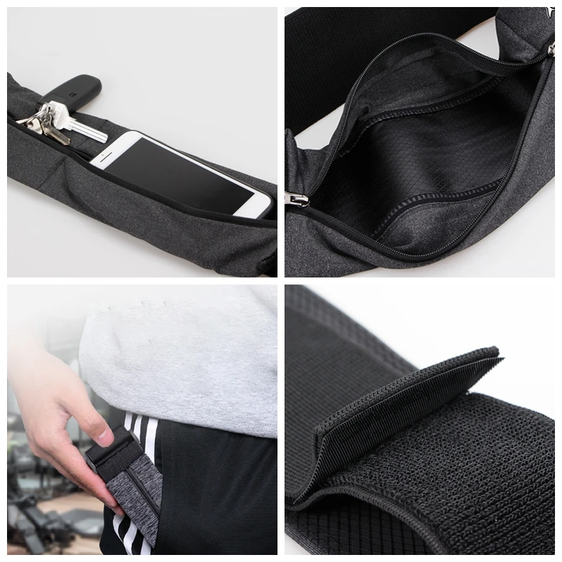 Trail Running Waist Belt Bag Gym Fitness Fanny Pack Elastic Waistband Double Zipper Pocket Racing Bag Sport Phone Case Bag 6