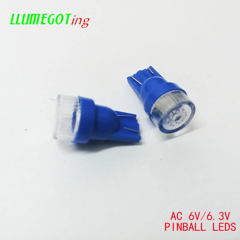 50pcs 플랫 렌 돔 194 T10 555 웨지 1x SMD5050 AC DC 6.3V 6V 여러 색상 비극성 발리 핀볼 게임 기계 LED 전구