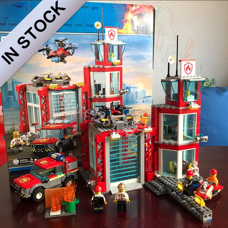 

In stock 11215 New City Series Fire Station 533pcs Compatible 60215 02132 28049 Educational Building Blocks Bricks Kids toys
