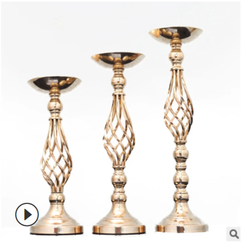

Wedding Props T TaiwanRoad Lead Golden Vase Twist Candlestick Ornaments Main Table Flower Wedding Scene Decoration