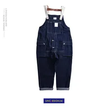 UNCLEDONJM Denim Rompers Mens Jumpsuit Cargo Jean Overalls New One
piece Suits Romper Loose fit Overalls FUZAO-7025