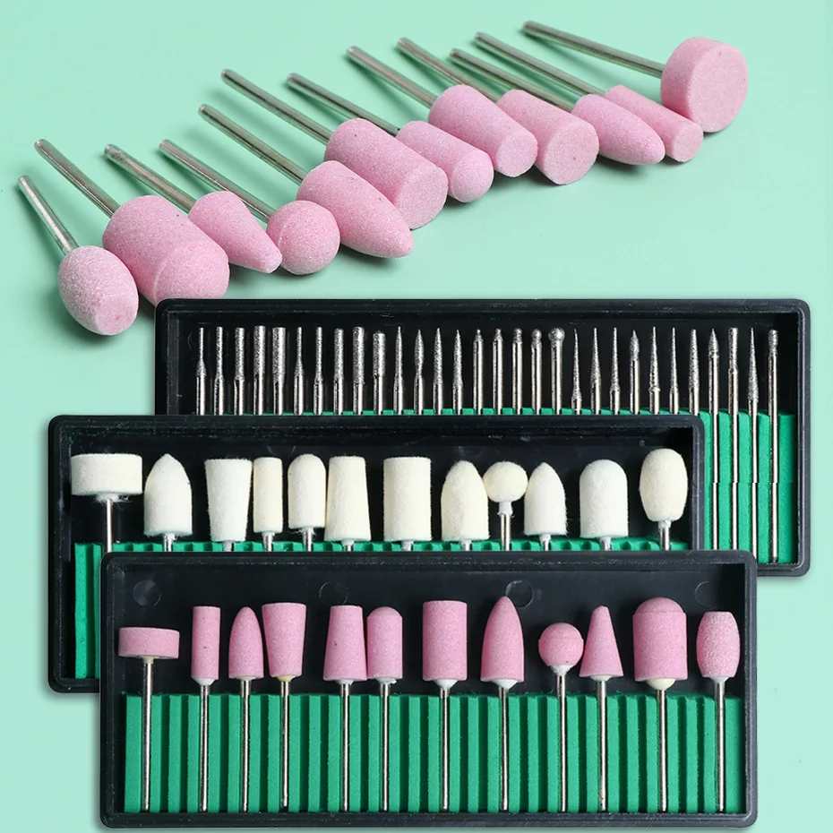 Juego de brocas de cuarzo para uñas, Lima de lana de diamante para manicura, lijadora de cutículas y pedicura, TR1560