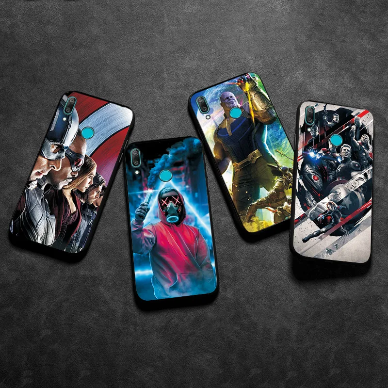 Силиконовый черный чехол из ТПУ для huawei Y9 чехол для huawei Y9 чехол для телефона Marvel Мстители чехлы для huawei Y9 Prime