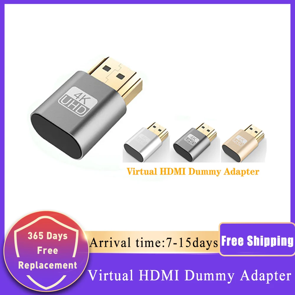 Виртуальный дисплей HDMI 4K DDC EDID Подключаемая вилка обманка Виртуальная муляж