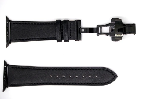 Black Buckle Для Apple Watch Series 5 4 3 2 1 44 мм 40 мм 42 мм 38 мм Бабочка Пряжка Кожаный ремешок Ремешок Замена для браслет для iwatch - Цвет ремешка: Black Buckle