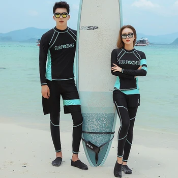

Couples Swimwear Rashguard Men Women 4 Pieces Long Sleeve Shirt Shorts Pants Fitness Surfing Bathing Suits Wetsuits 2020 new