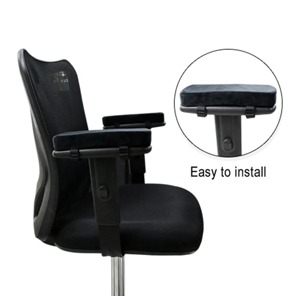 Healefty codera ultrasuave con correa almohadillas para reposabrazos de silla negro Juego de 2 fundas para reposabrazos de silla de oficina y videojuegos espuma viscoelástica 