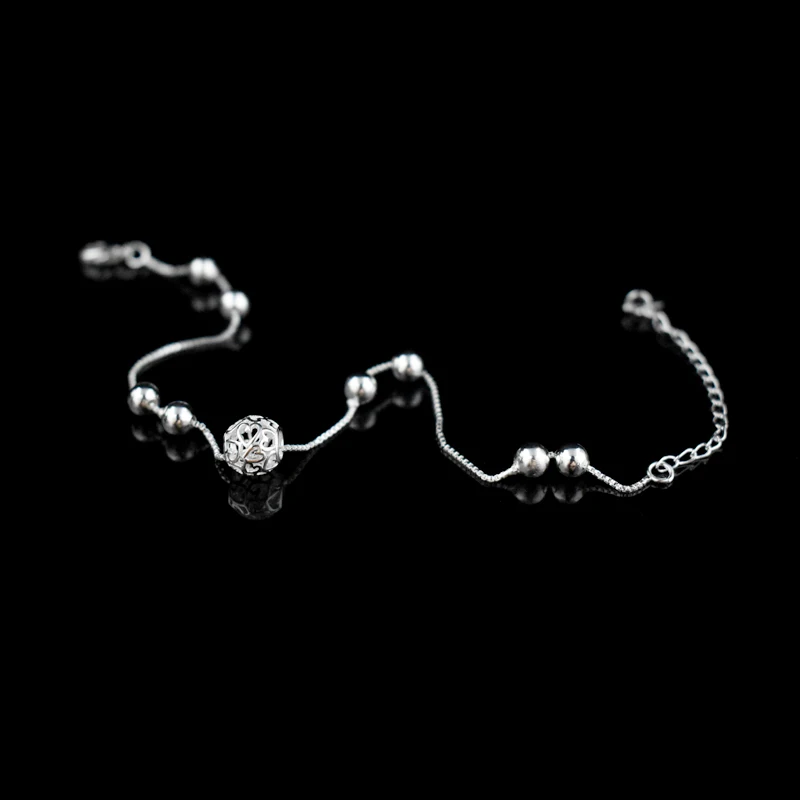 Hot Sale Fashion 925 Sterling Silver Anklet Chain Hollow Ball Pendant Anklets Bracelet Chain For Women’s Wedding Jewelry Gift
