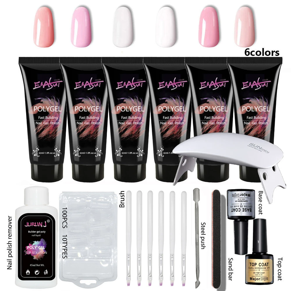 

ENASUI All-in-One French Manicure Kit for Nail Enhancement Builder Nail Extension Trial Kit Including Quick Building Gel 30ml
