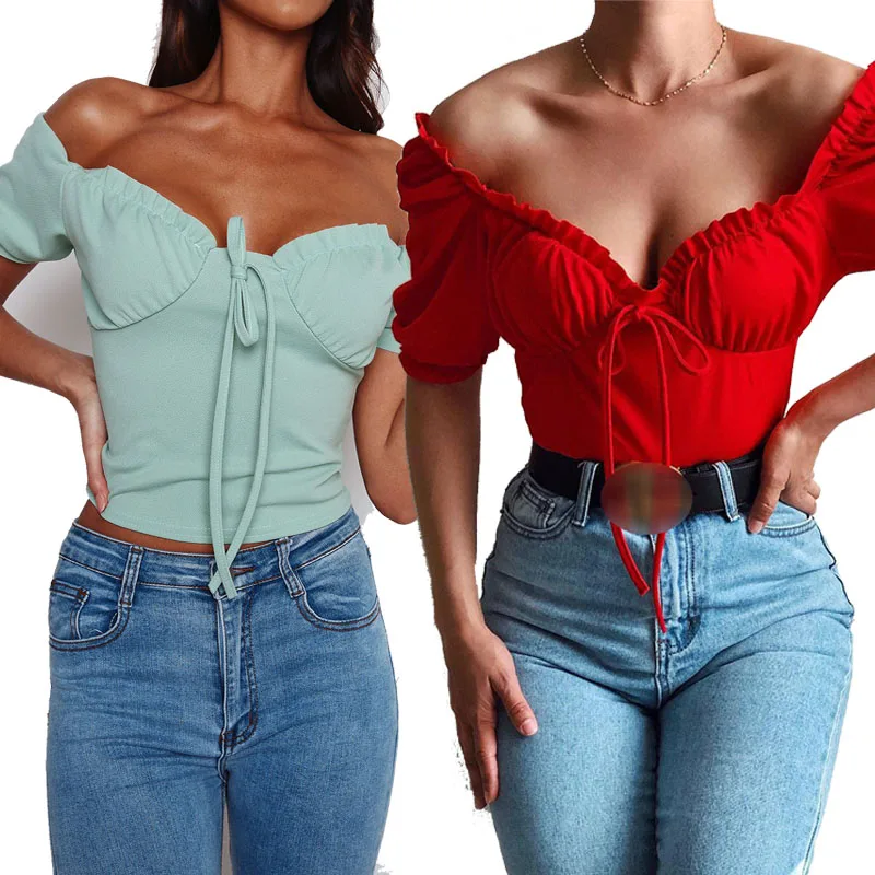Новые женские с коротким рукавом и оборками Короткие топики скинни Bralette женские тонкие резервуары топы жилет прозрачный красный розовый светло-зеленый