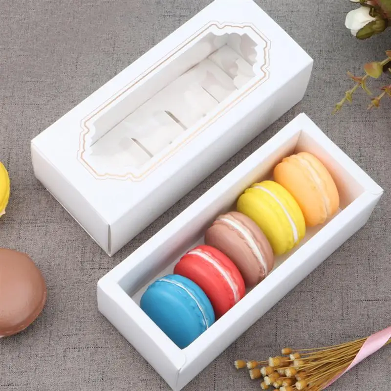 BAKIPACK 25 Scatole Per Macaron Oro Con Finestra – Contenitore Da 6 Pezzi – 18,5 X 4,8 X 4,8 Cm - 3
