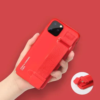 

For iPhone 11 Pro Max Case with Hand Strap Charging Cable Shell Kickstand Protector Cover For iPhone 7 8 Plus X XS Max XR Case