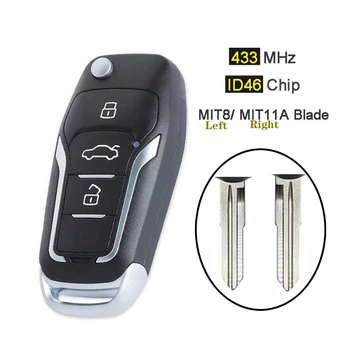 

Upgraded Flip 2 Button Remote Key Fob 433MHz ID46 For Mitsubish*i Pajero, Lancer & Outlander MIT8 Left/ MIT11R Right Blade