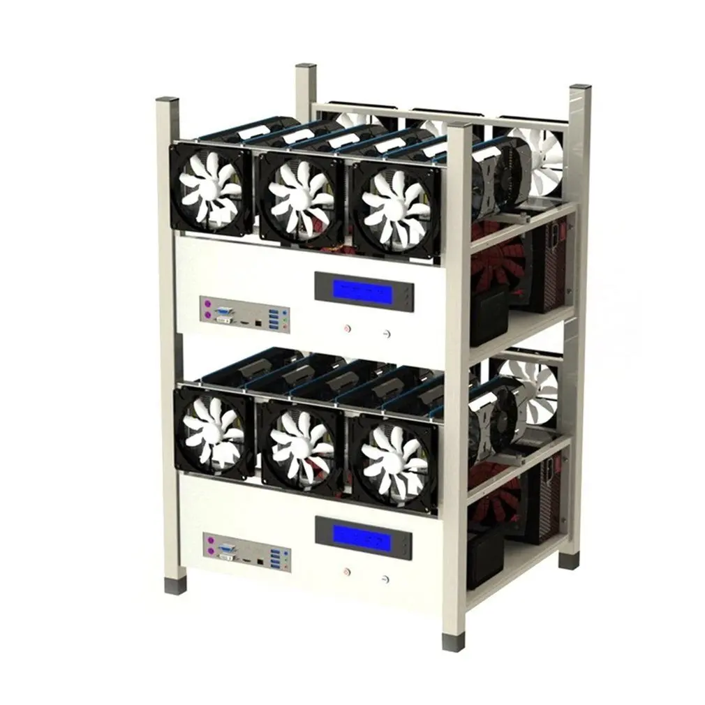 

Compatible 6 GPU Open Air Mining Case Computer ETH Miner Frame Rig With 6 Fans And Temp Monitor System Good Heat Dissipation