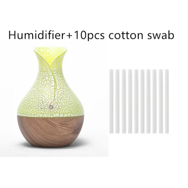 Mini Electric Air Humidifier USB Ultrasonic Aroma Essential Oil Diffuser Wood Grain Cool Mist Maker LED Light For Home Office H10