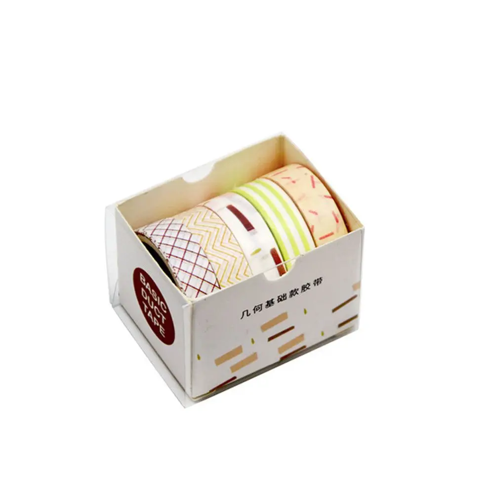 5Rolls/Box Cute Washi Tape Adhesive Masking Tape Scrapbooking Decorative Crafts Tape Set Stationery Office School Supplies 5