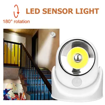 

COB LED Motion Sensor Wall Night Light Home Wardrobe Lamp Corridor Stair Lights Battery Security 180 Degree Rotation Wall Lamp
