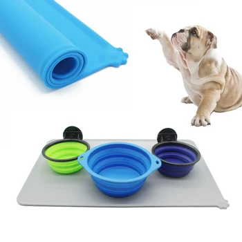 

Feeding Water Food Bowl Plate Silicone Tablecloth Bowl Placemat Puppy Dog Cat Feeding Cute Food Mat Pad Cushion Bed Pet Supplies