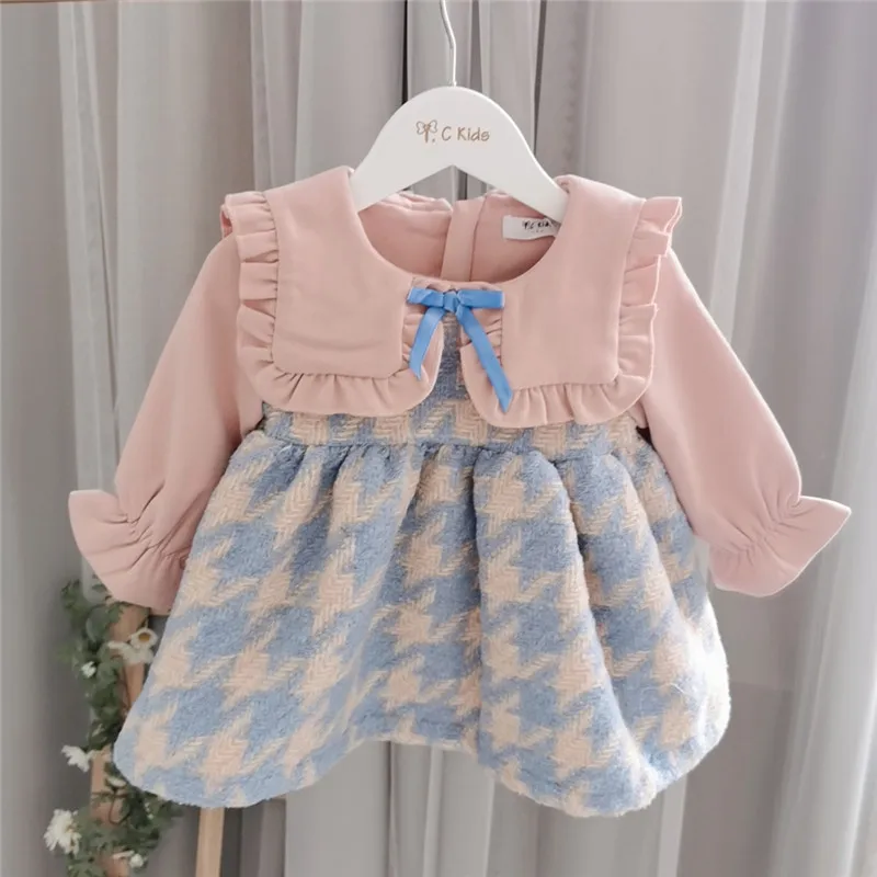 baby girl clothes Christmas party dress fleece lining thicken warm birthday dresses