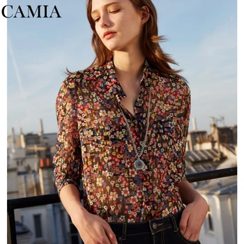 

CAMIA Women Shirt Gold Wire Blend Beautiful Floral Long Sleeve Office shirt