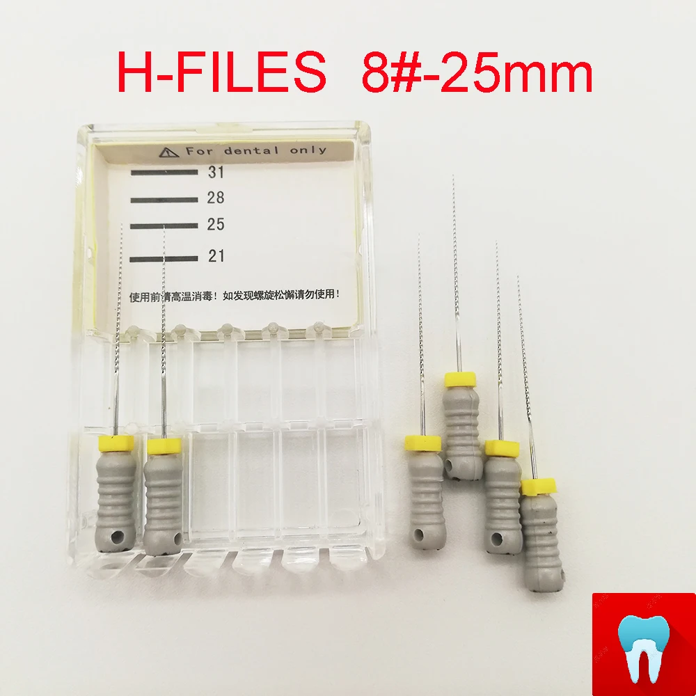6 шт. 6#-80#25 мм стоматологические ПроТейпер файлы H стоматология Эндодонтические Инструменты Стоматологические материалы ручное использование нержавеющая сталь H файлы