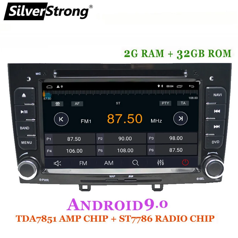 SilverStrong Android9.0 автомобильный DVD для PEUGEOT 308 408 автомобильный Радио gps Android два Din 32GB емкость 2GB ram серый черный