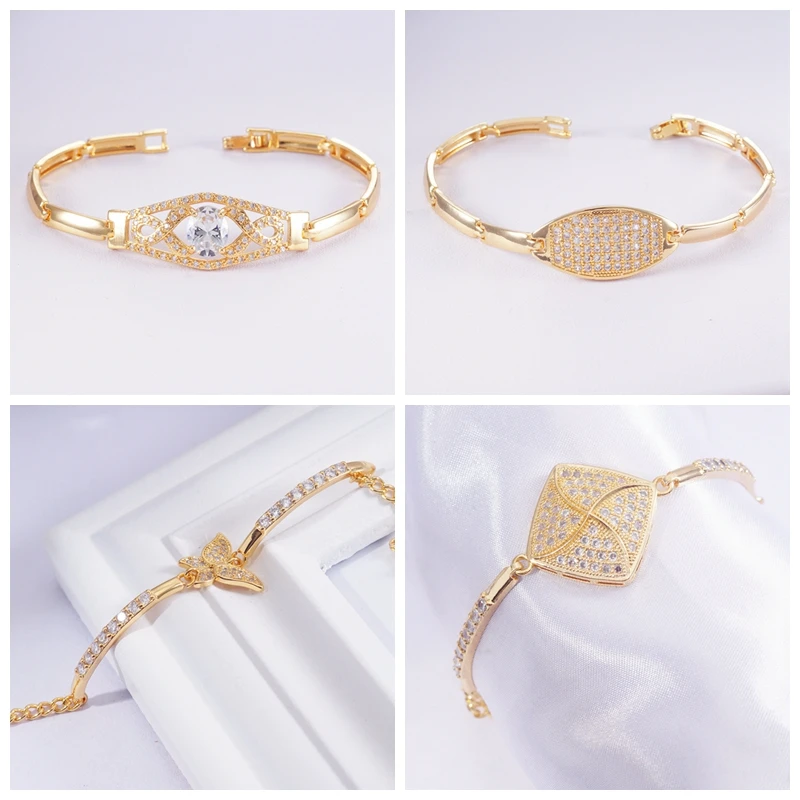 Роскошные золотые браслеты на цепочке для женщин и мужчин CZ кубический цирконий Теннисный браслет Дубай ювелирные изделия подарок Прямая поставка