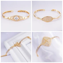 Роскошные золотые браслеты на цепочке для женщин и мужчин CZ кубический цирконий Теннисный браслет Дубай ювелирные изделия подарок Прямая поставка