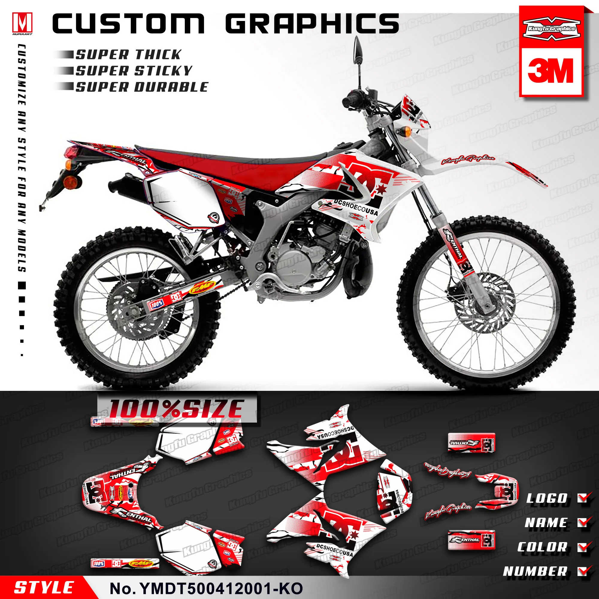 Набор наклеек KUNGFU GRAPHICS на заказ Виниловая наклейка красного цвета для DT 50R DT50R 2004