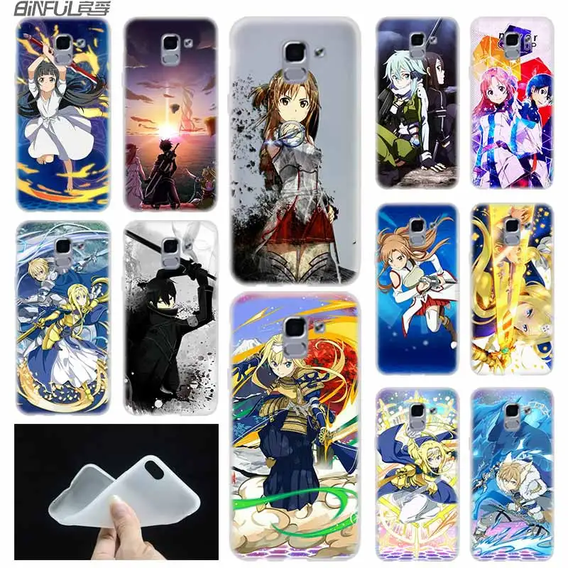 Чехол для Samsung мягкий чехол из ТПУ Galaxy J6 J8 J5 J7 J4 Core Plus 2018 2016 2017 EU Prime Pro Ace Sword Art Online SAO
