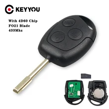 KEYYOU remoto llave de coche 433MHz 4D60 Chip para FORD Fiesta FORD Mondeo, fusión de tránsito KA 2001, 2002, 2004, 2005, 2006, 2007, 2008