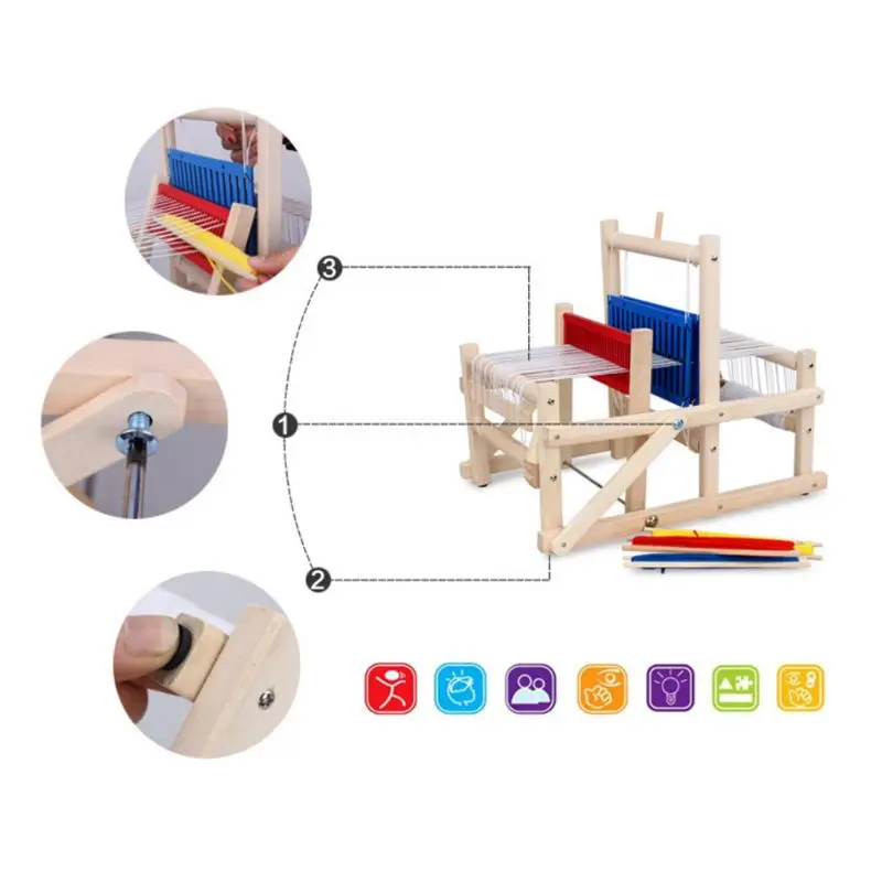 Kids Weaving Loom Kit Wooden Hand Knitting Machine for Beginners Children