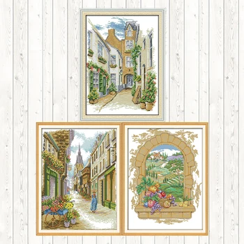 

A Street View Needlework Embroidery Kits 14ct 11ct Count Canvas Needlework Embroidery Patterns DIY Crafts Cross Stitch Package