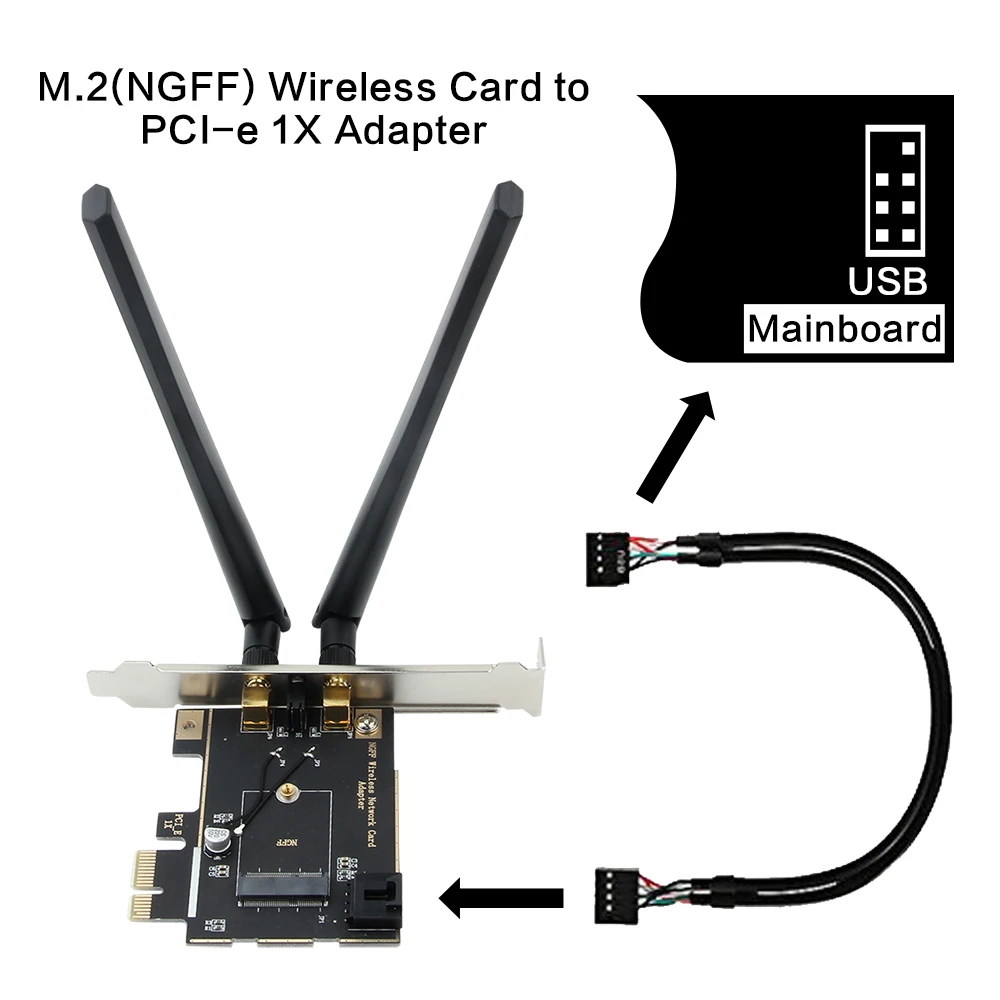 Настольный Беспроводной Wi Fi PCI E адаптер AX200 NGFF M.2 двухдиапазонный 2400 Мбит/с Bluetooth 5 1