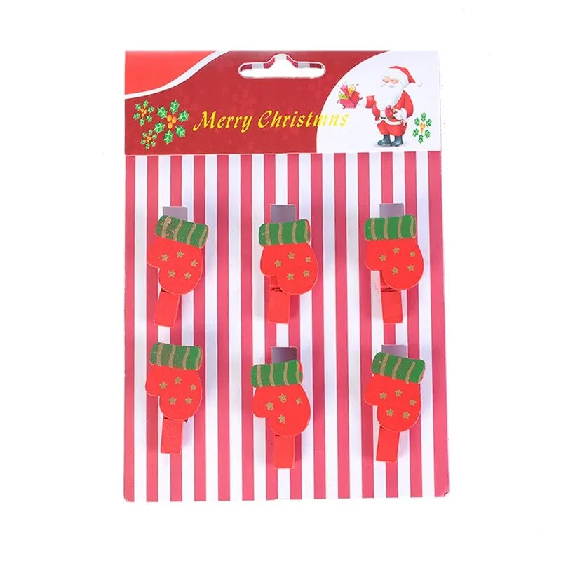 6 шт. деревянные зажимы Navidad Новогодние рождественские украшения для дома Новогодний Декор зажимы для пищевых мешков зажимы для банкнот 3,5x2,5 см
