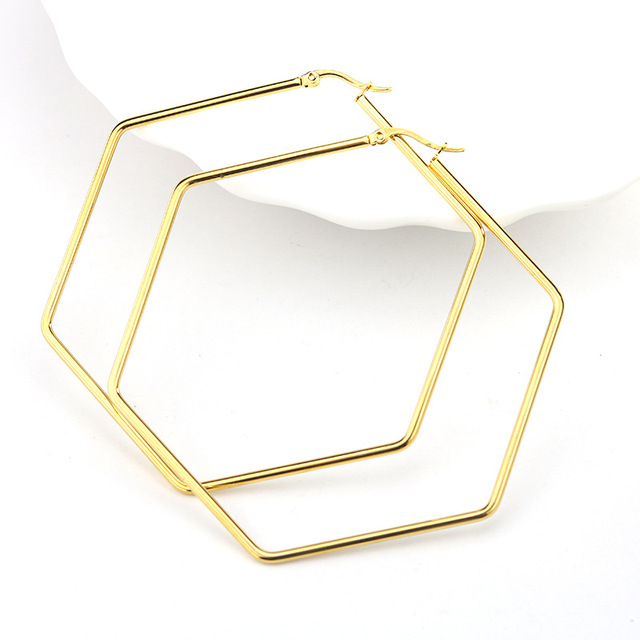 New Stainless Steel Geometric Big Hoop Earrings for Women 30/40/50/60mm Simple Square Sleeper Earring Fashion Jewelry Gift