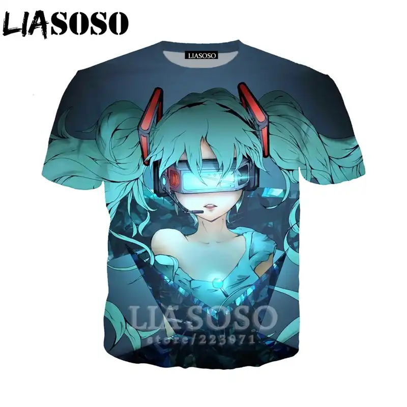 初音ミク Tシャツ Liasoso 男性 Tシャツ女性アニメ女の子トレーナー 3d プリントユニセックスヒップホップストリートトップス O ネックプルオーバー A324 02 T Shirts Aliexpress