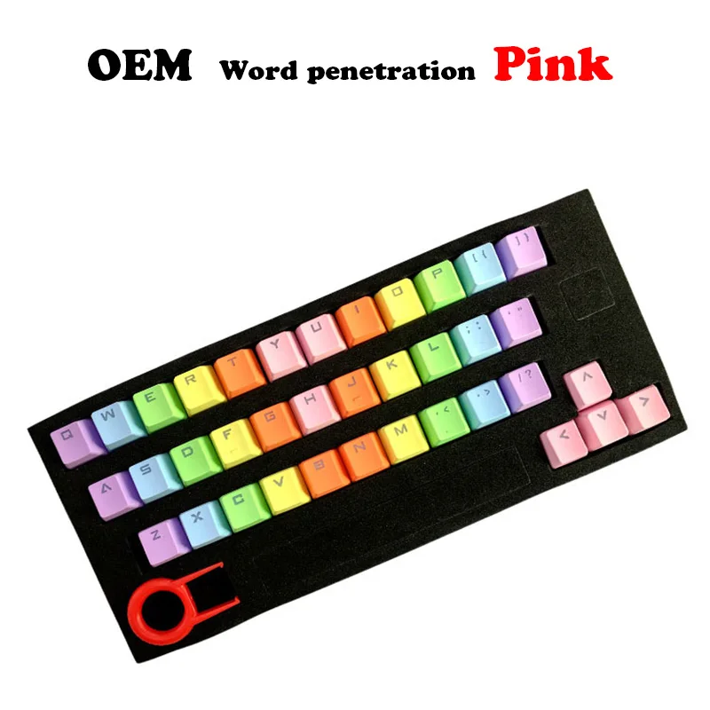 Cherry PBT Word Penetration Keycaps 37keys Shot Translucidus Backlight Backlit Rainbow Keycaps for